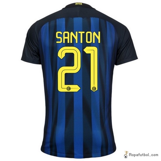 Camiseta Inter de Milán Replica Primera Ropa Santon 2016/17 Marino Azul